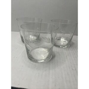3 Vintage Unmarked Etched Floral Old Fashioned/Low Ball Glasses 3 1/4"